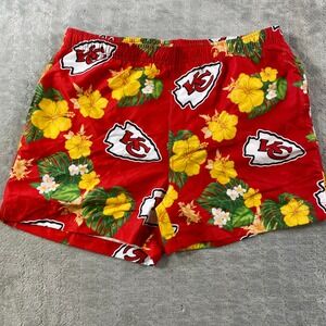 Kansas City Chiefs Swim Trunks Mens Large Floral Aloha Summer Beach Preppy
